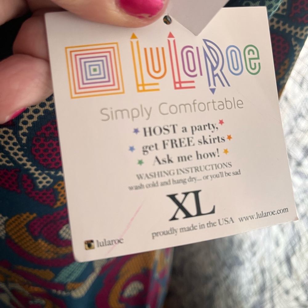 LuLaRoe Blue and Red Casual Midi Sundress - Picture 5 of 5